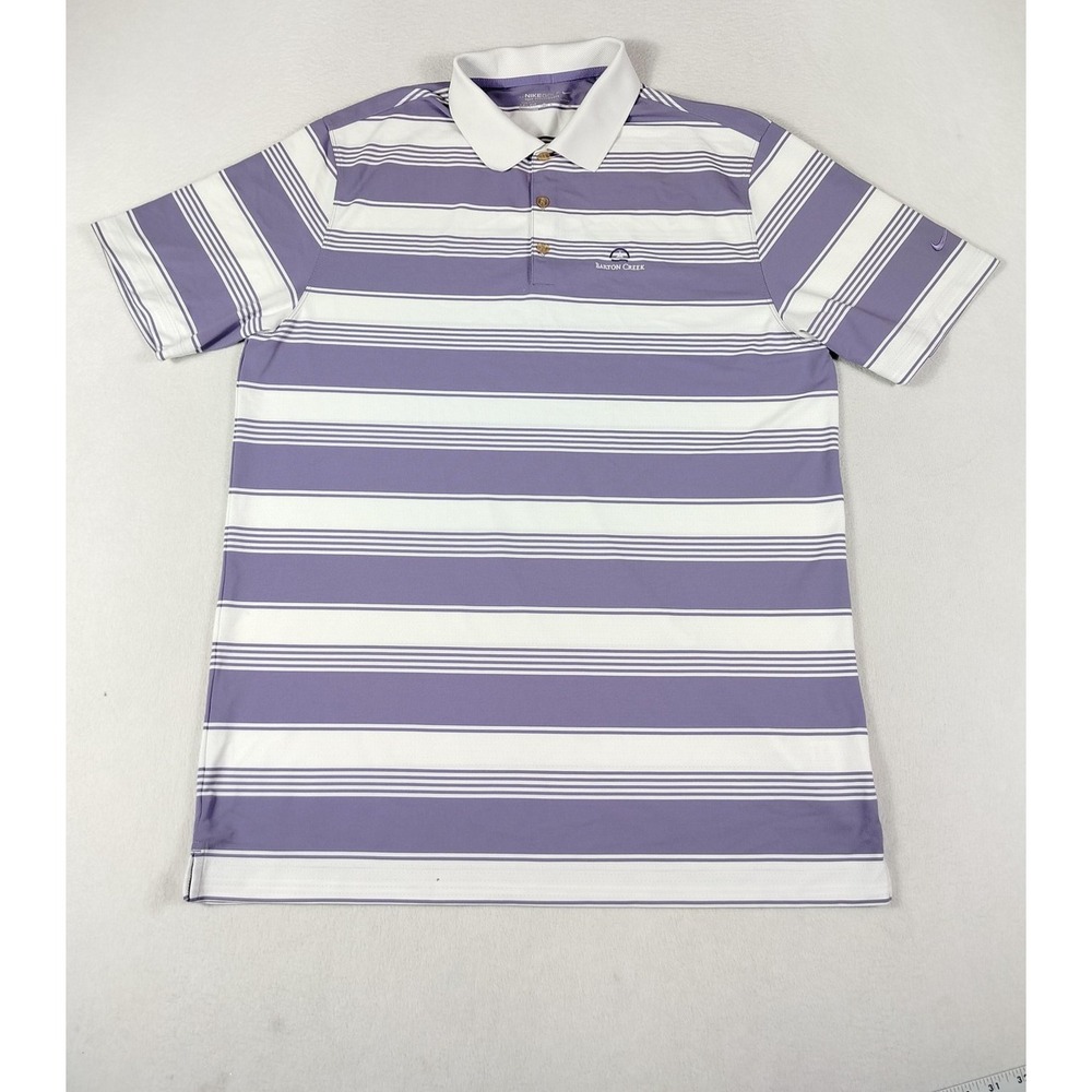 Nike Polo Shirt Mens XL Purple Stripe Dri-FIT Tour Performance Barton Creek Golf